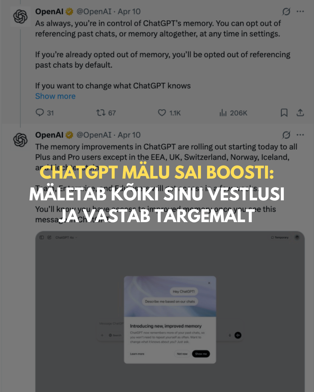 ChatGPT mäletab nüüd KÕIKE, mida oled öelnud
