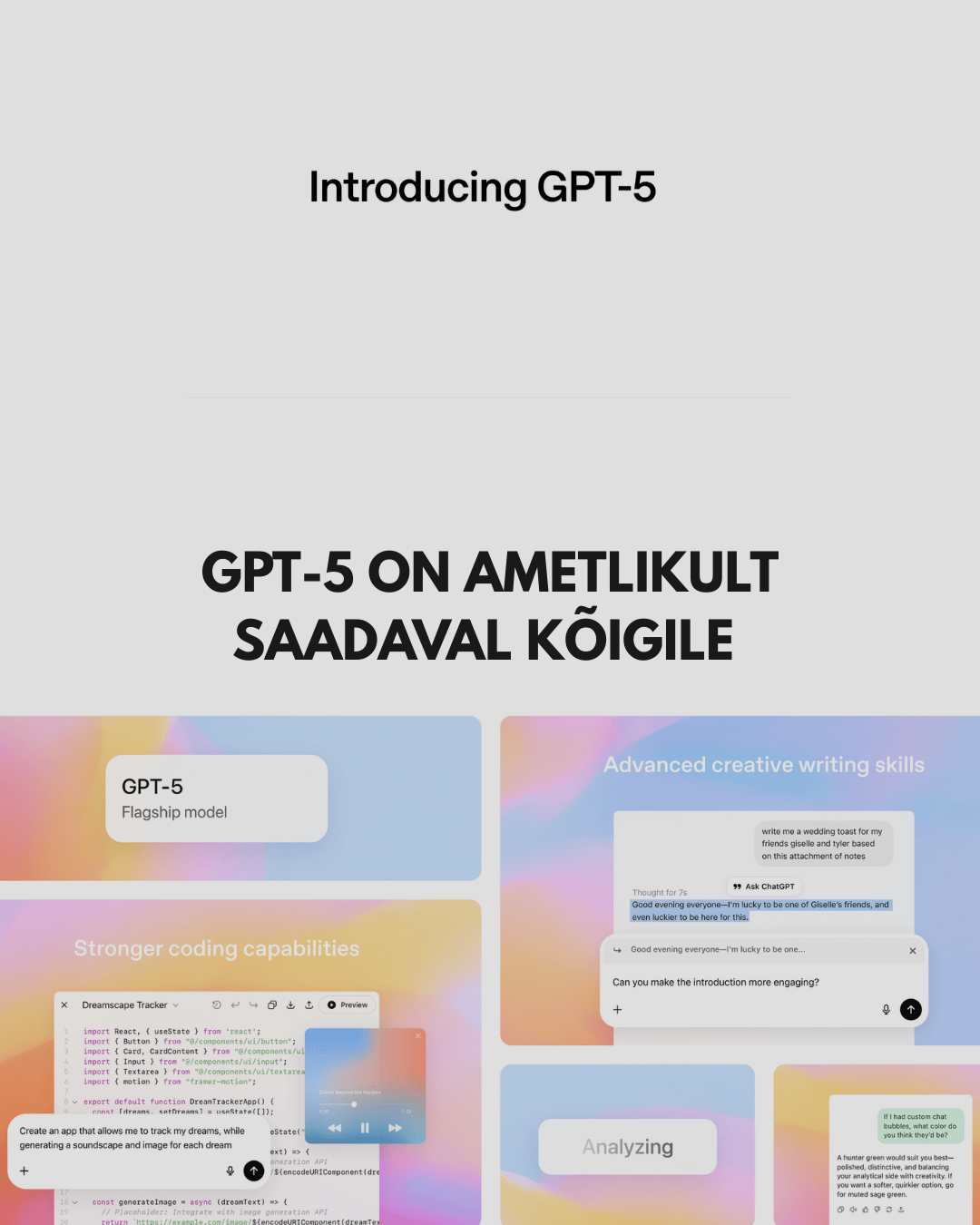 OpenAI GPT-5 on saadaval kõikidele ChatGPT kasutajatele