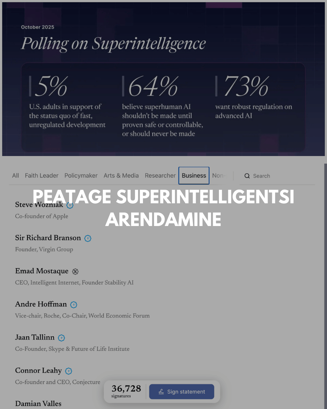 Superintelligents või inimkonna lõpp? Avaliku elu tegelased nõuavad pidurit