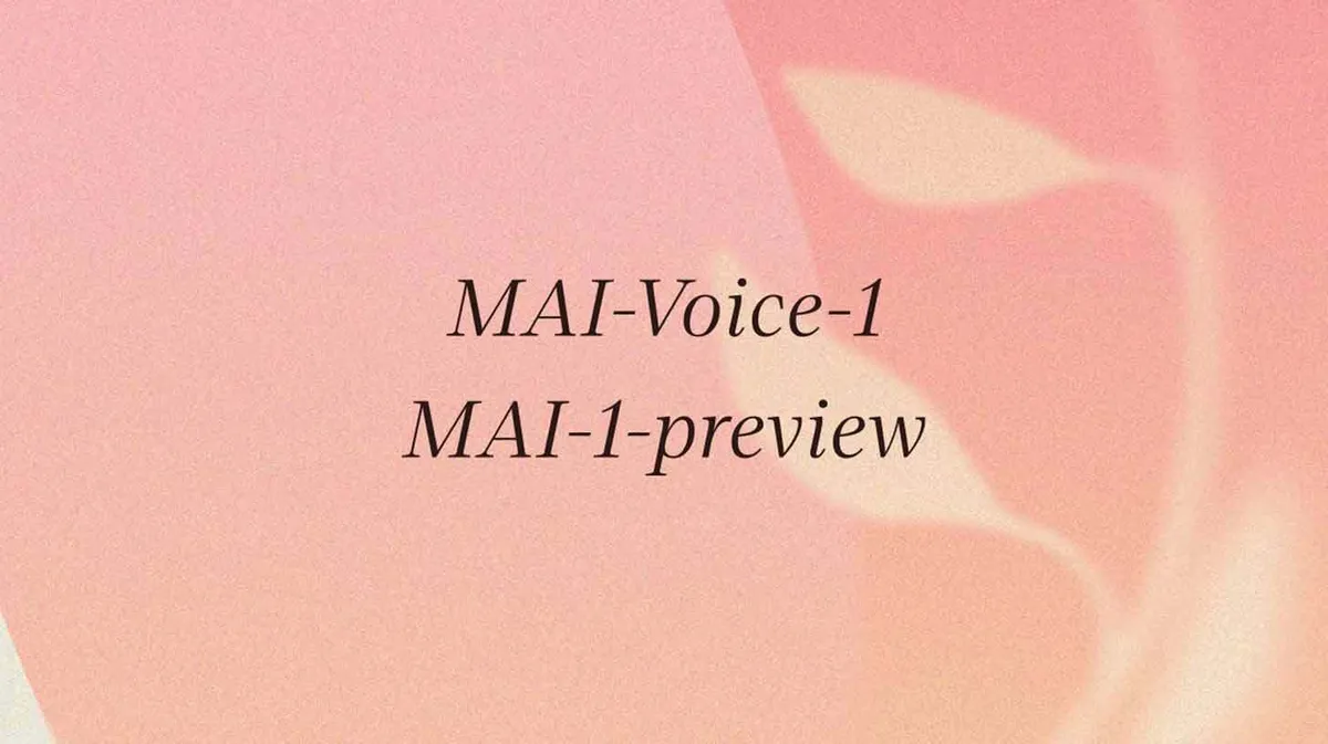 Roosakas taust musta tekstiga, mis ütleb "MAI-Voice-1" ja "MAI-1-preview".
